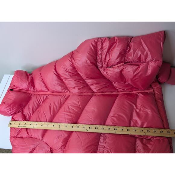 Athleta Lofty Sz L Coral/pink Nylon Goose Down Zip Packable Puffer Coat Jacket - Picture 10 of 11